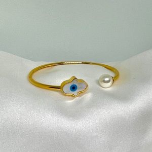 Expandable Open Cuff Evil Eye Bracelet